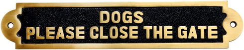 Renovators Supply Manufacturing Beware of Dog Sign, 10.9 in. X 2.1 in. Cast Brass
