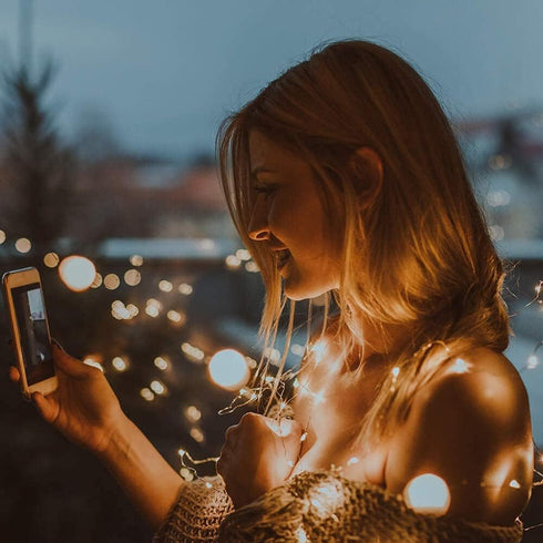 BRYUBR 33Ft 100LED 50 Photo Clip String Light - Fairy Lights with Clips for Pictures With Timer, Photo Light with Clear