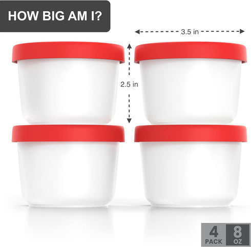 2 8oz set Frozen BALCI - Ice Cream Container - Quart & - Perfect Reusable Freezer Storage for Homemade Ice Cream Tubs