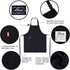 Kids Adjustable Bib Apron and Chef Hat Set, 2 Pockets, Cute Black Kitchen Apron for Boys Girls Cooking (2-5 Year)