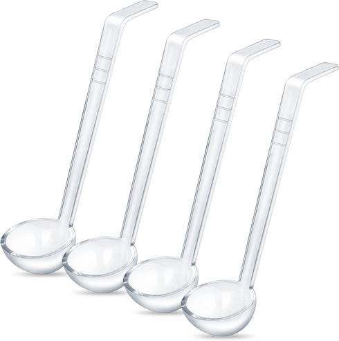 4 Pieces 1 oz Clear Ladle, Small Gravy Ladle with Long Handle for Serving Dressings and Sauces