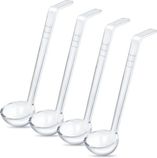 4 Pieces 1 oz Clear Ladle, Small Gravy Ladle with Long Handle for Serving Dressings and Sauces