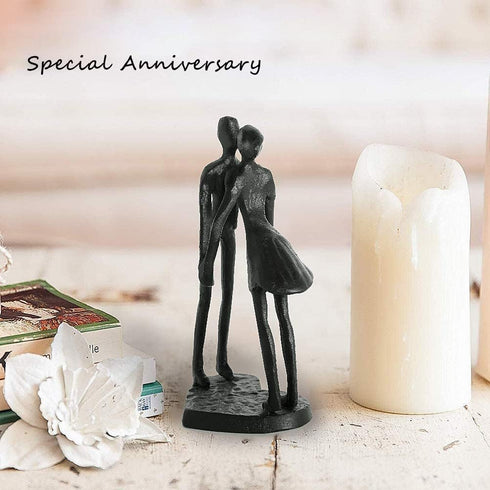 Iron Anniversary Couple Sculpture - Romantic Heart Statue for Home Decor, Gifts for Wife, Wedding Anniversary,