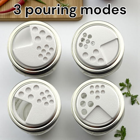 Delta Loom 4 Pack Adjustable Spice Shaker Lids for Mason Jars | Plastic Seasoning Jar Lids with Shaker & Pour Options |
