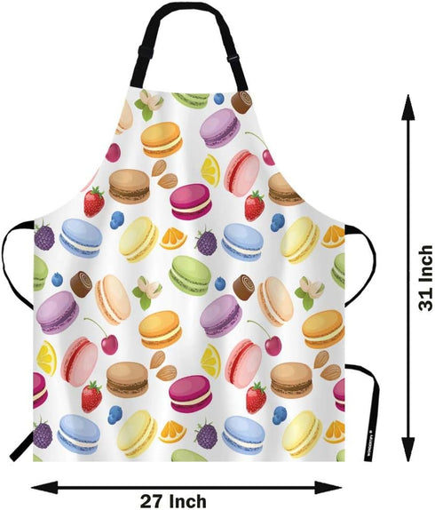 WONDERTIFY Colorful Macarons Apron - Adjustable Bib for Men & Women, Suitable for Kitchen Cooking & Baking