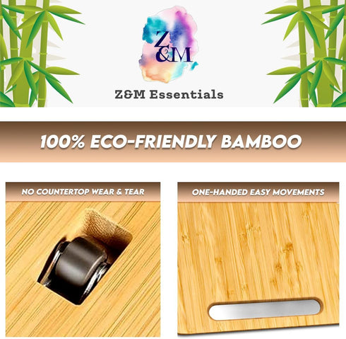 Bamboo Appliance Slider Tray for Coffee Maker & Heavy Kitchen Appliances, Rolling Wheels Under Cabinet Countertop