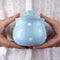 City to Cottage Ceramic Sugar Bowl with Lid, 10oz Container for Coffee Bar, Handcrafted Sky Blue Polka Dot