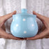 City to Cottage Ceramic Sugar Bowl with Lid, 10oz Container for Coffee Bar, Handcrafted Sky Blue Polka Dot