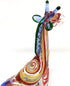 Giraffe Miniature Figurine, Hand Blown Glass Animal Sculpture, Tiny Collectible Art Gift for Home Décor (3.5" Multi-Red)