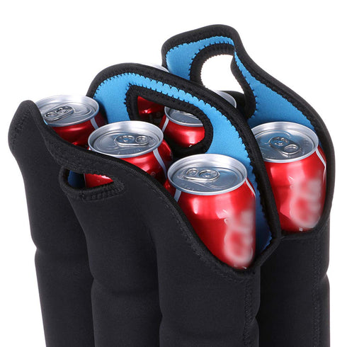 Hipiwe 6 Pack Insulated Neoprene Bottle Can Carrier Tote for Baby Bottle Cooler Bag with Secure Carry Handle