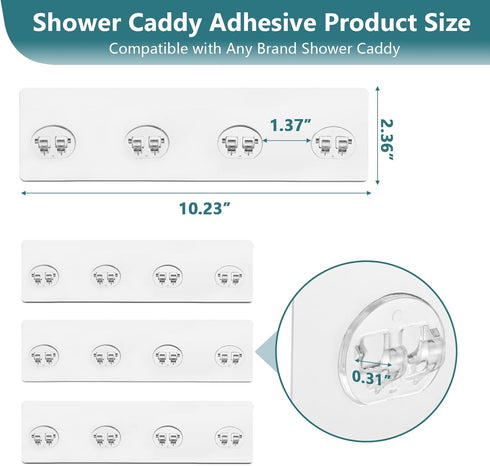 KaiwayInno 4 Pack Shower Caddy Adhesive Replacement, Strong Shower Shelf Adhesive Hooks for Corner Shelf Basket