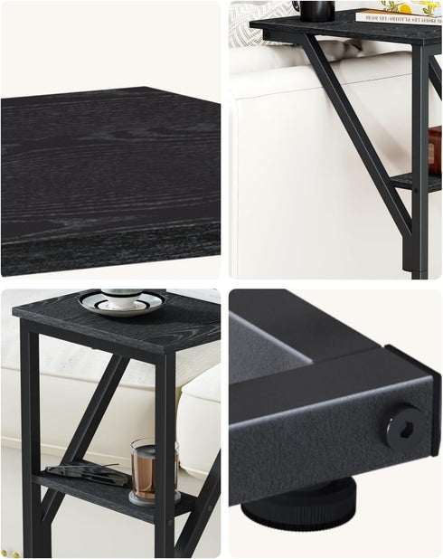 NEFROM ET-D-BK1 C-Shaped End Table, Small Couch Side Table, Sofa TV Tray Table for Living Room, Bedroom, Bedside
