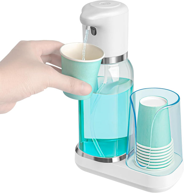 WannSenn Automatic Mouthwash Dispenser for Bathroom Set, Smart Electric Mouthwash Dispenser with Cup