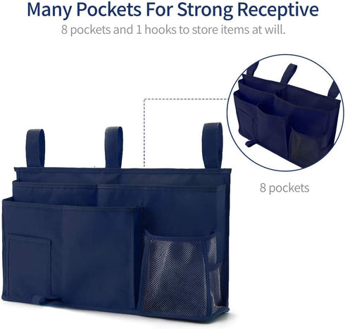 Bseash Bunk Bed Organizer, Bedside Caddy Hanging Storage Bag with 8 Pockets for College Dorm, Baby Bed