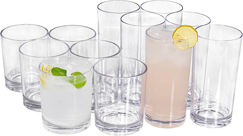 REALWAY Plastic Cups Reusable - Unbreakable Drinking Glasses, BPA Free Dishwasher Safe Drinkware for Kitchen Use