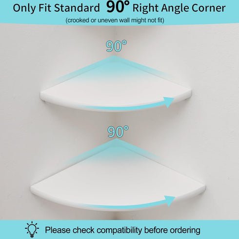 8.7in) Corner Shelf, Solid Oak Wood Floating Corner Shelf Wall Mount Round End Floating Speaker Shelves with Wire Hole