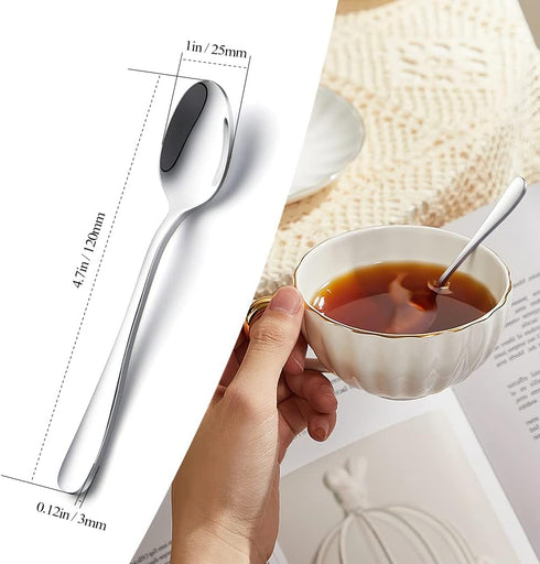 IQCWOOD Coffee Spoons, Mini Espresso Spoons, 6 Pieces Stainless Steel Spoons Silverware Set, 4.7 Inches