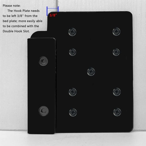 Bed Frame Post Double Hook Slot Hardware Bracket, Cold Rolled Steel Bed Rail Hooks 5''×4¼'', Heavy Duty with Screws