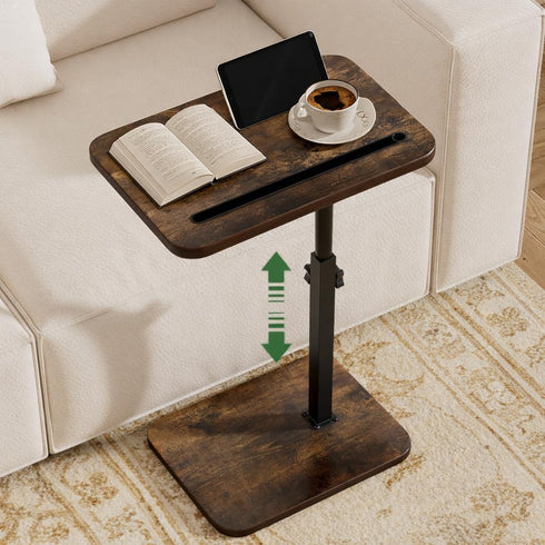 promitop TV Tray Side Table for Couch - 360 Swivel Adjustable Height Rotating
