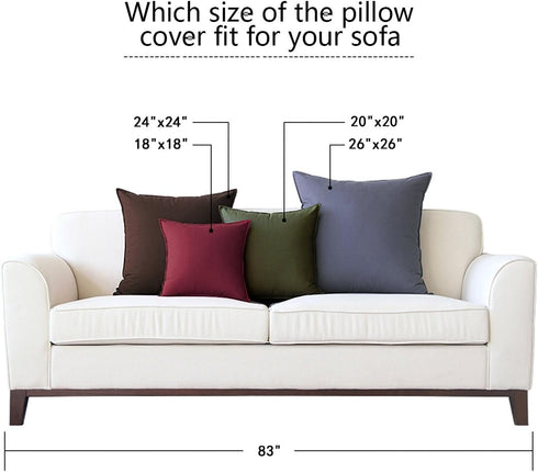 Jeanerlor Set of 2 Decorative Cotton Linen Couch 26"x26" Throw Pillow Case, Durable Classy Cushion Cover for