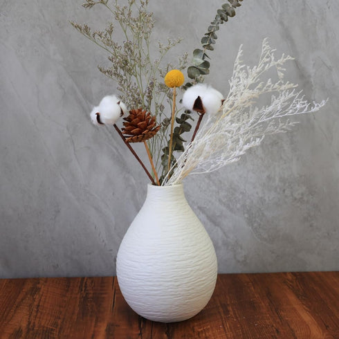 Snow Inspired Flower Vase, Ceramic Vases, White Vases, Minimalist Design for Elegant Home Decor for Coffee Table