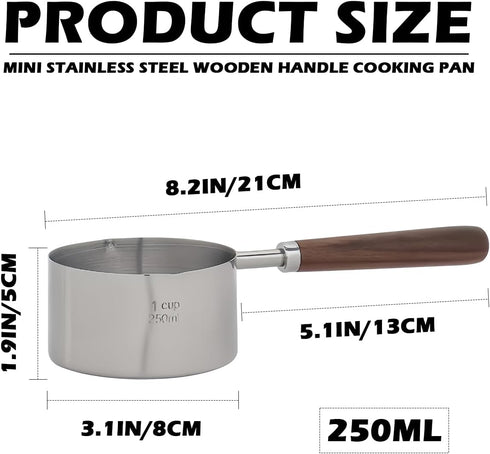 Saucepan with Pour Spouts Stainless Steel Handheld Oil Pan Sauce Pans Small Nonstick Milk Pot Kitchen Tool Sauce Pans for Milk Butter Sauce(250ml) by LNQ LUNIQI
