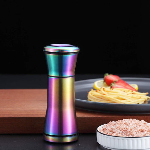 Rainbow Salt and Pepper Shakers, Kyraton Titanium Plating Stainless Steel Grinders, Set of 2