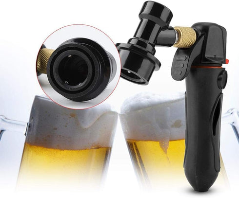 Portable Homebrew Keg Charger, Handheld CO2 Injector Draft Beer Dispenser for Homebrew Soda Valve (Black)