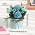 Fake Hydrangeas with Pot, Mini Hydrangea Artificial Flowers, Artificial Plant in Ceramic Vase for Office Desktop