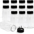 RoyalHouse 12 Pack 9.5 Oz Plastic Spice Jars with Black Cap, Clear BPA Free Containers for Storing Spices
