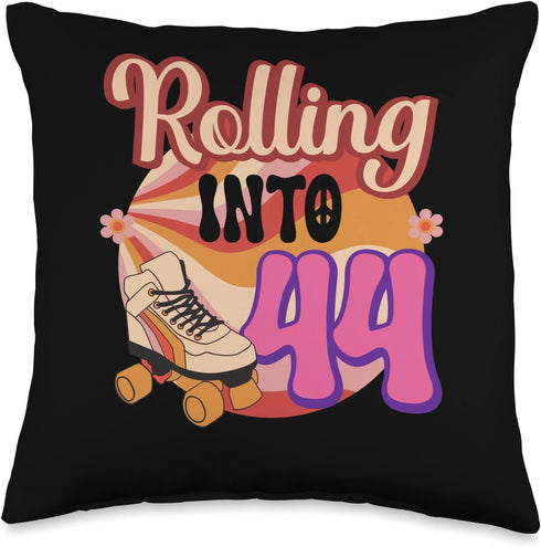In-line Skates Towards 1982 Rolling Into 44 Throw Pillow, Multicolor, 16x16