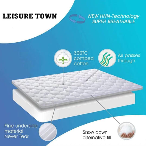 LEISURE TOWN Queen Mattress Pad Cover - Cooling Top Pillow Top with Snow Down Alternative Fill (8-21 Inch Fitted)