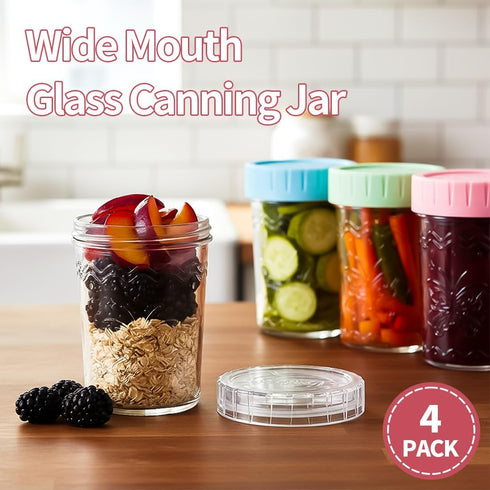 2-Pack 20oz Glass Jars with Lids, glass yogurt containers with lids, wide mouth mason jars, BPA free Food Storage