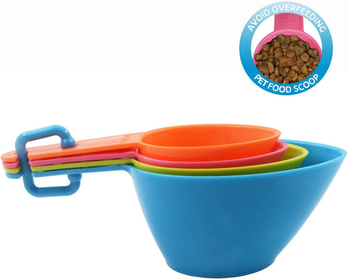 Pet Food Scoops Plastic Measuring Cups Set for Dog, Cat, and Bird Food (Random Color)