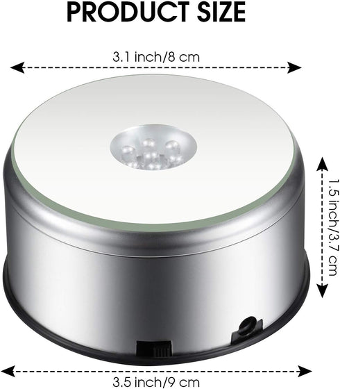 Mudder 7 LED Rotating Display Stand Light, Colorful Crystal Base Cup Turner Platform, 360 Degree Spinner