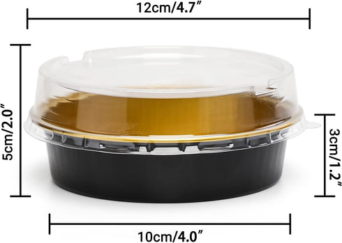 Beasea 20 Pack Cheesecake Pan with Lids, 8 Oz 4 Inch Round Foil Tart Tins Muffin Container with Lids Mini Pie Pans Mini Cake Pan Disposable Tart Pans For Pizza Pie Tart Quiche