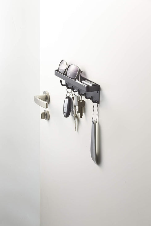 Yamazaki Home Black Magnetic Key Rack with Tray, One Size