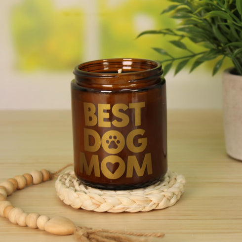 Best Dog Mom Candle | Warm Vanilla Scented 9oz Candle Gifts for Mom | Mother's Gift Ideas | Candles for Mother's