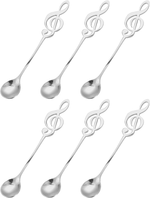 uxcell 6Pcs Stainless Steel Music Note Coffee Spoon, Mini Tableware Dessert Spoons for Tea Coffee Cake