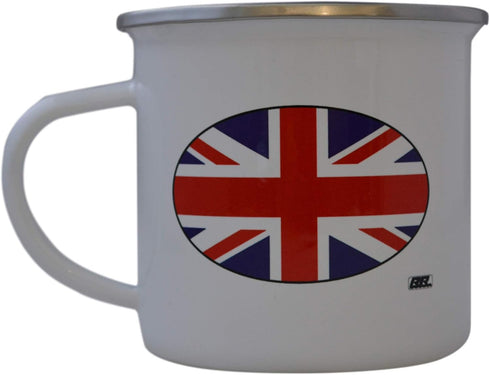 Rogue River Tactical UK United Kingdom Camp Mug, Enamel Camping Coffee Cup Gift with Union Jack