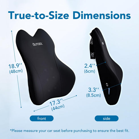 QUTOOL Lumbar Support Pillow for Car, Truck Accessories Travel Essentials, Memory Foam Back Cushion for Driving Seat