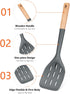Pack of 3 Silicone Spatula - Non Stick Cooking Utensil Set - Wooden Handle Kitchen Turner for Baking