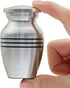 Small Keepsake Urn for Human or Pet Ashes, Hard Metal Mini Funeral Urn with Velvet Bag, Qty 1
