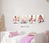 ZOIYINO Decor,Set 4(8x10) Framed Pink Ballet Nursery Wall Art,Pink Canvas Wall Art,Girls Ballerina Nursery Bedroom