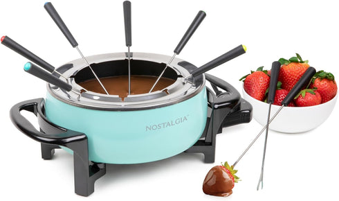Nostalgia 12-Cup Electric Fondue Pot Set for Cheese & Chocolate, Stainless Steel Kitchen Gadgets with 8 Forks