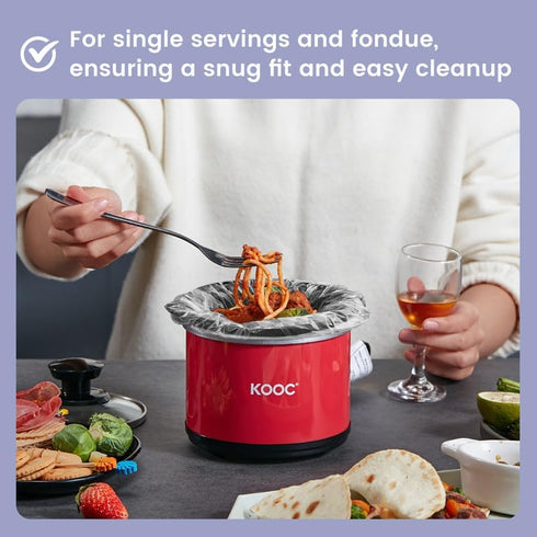 KOOC Slow Cooker Liners 8"x11" 30 Count Mini Size Disposable Pot Liners for 0.65 qt to 1.25 qt Pot BPA Free