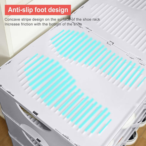 6-Tier Shoe Rack, Stackable Storage Organizer for Bedroom Entry, Adjustable Rack, Shoe Slots Shelf, Easy Tower Rack