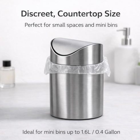 JILLICK 1.6 Liter/0.4 200 Count Countertop, Mini Trash Bags Gal- Tiny Clear Trash Can Liners for Desktop, Makeup