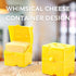 3.7x3.7x3.7 inches, 20-26 Cheese Container for Refrigerator, Sliced Cheese Container - BPA Free Plastic, Yellow, Holds