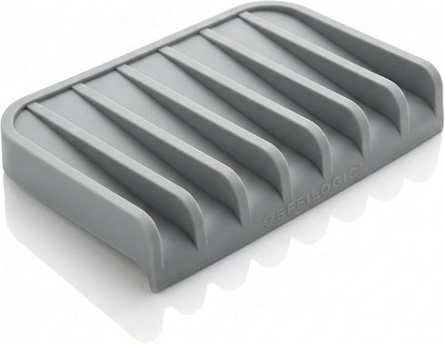 Effilogic Silicone Sponge Holder Soap Dish for Shower - Self-Draining Kitchen Sink